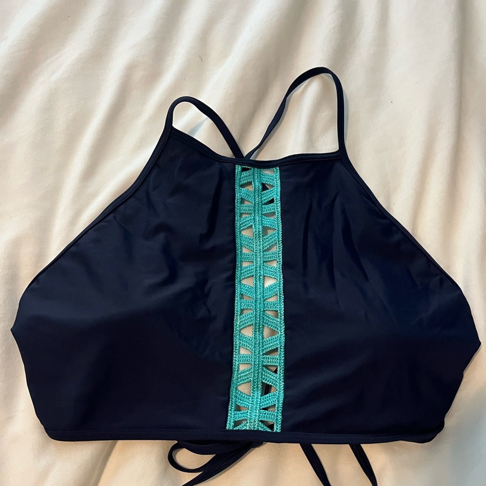 Aerie high neck, tie back bikini top. EUC